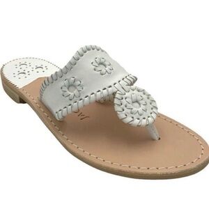 Jack Rogers White Leather Flat Sandals- 7.5